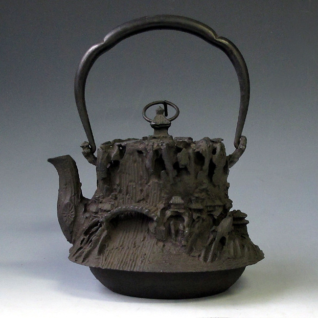 tb58 上田照房写 京山水鉄瓶 約1.3L【日本製・証明書付き】【海外対応可】