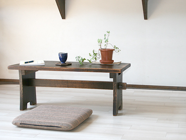 1382 販売 栗の一枚板 レトロなローテーブル 文机 陳列台 展示台