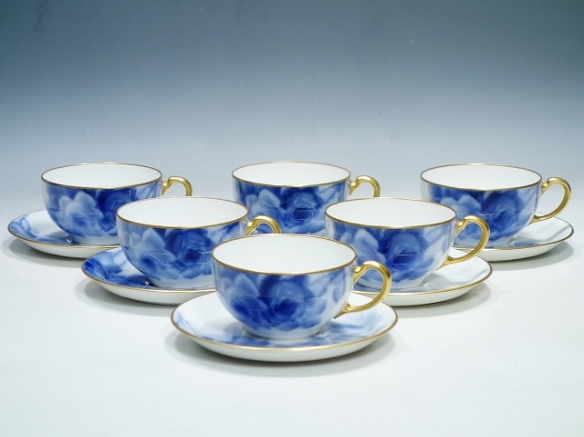 大倉陶園 オールド オークラ マロン印 ブルーローズ カップ＆ソーサー