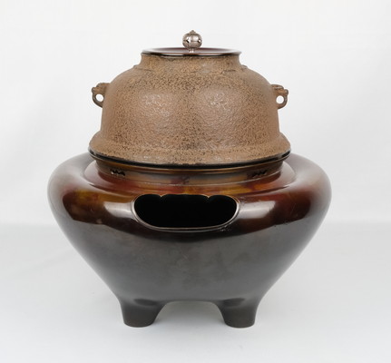 釜師 吉羽 與兵衛 唐金四方耳付花入 共箱 茶道具 釜師 吉羽 與兵衛 唐