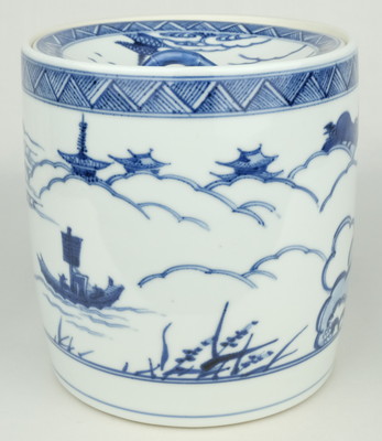 栗山園オンライン通販部 / 【出物】 膳所焼染付雲堂水指 陽炎園(岩崎新定)