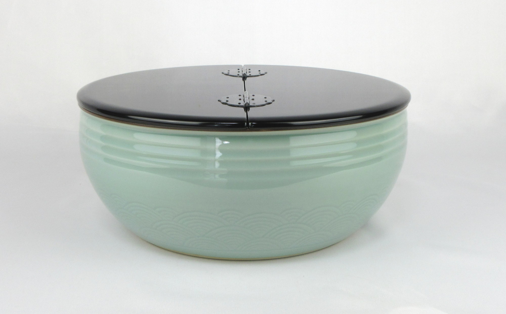 送料込み □ 高麗青磁 李貞夏造 水廣陶窯 水指 茶道 焼物 青磁