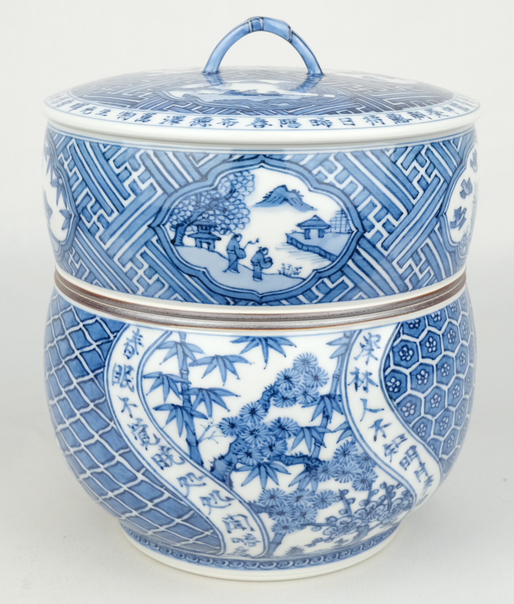 W72 水指 『祥瑞写 青華』『平安 高野昭阿弥 造』 共箱 茶道具 祥瑞