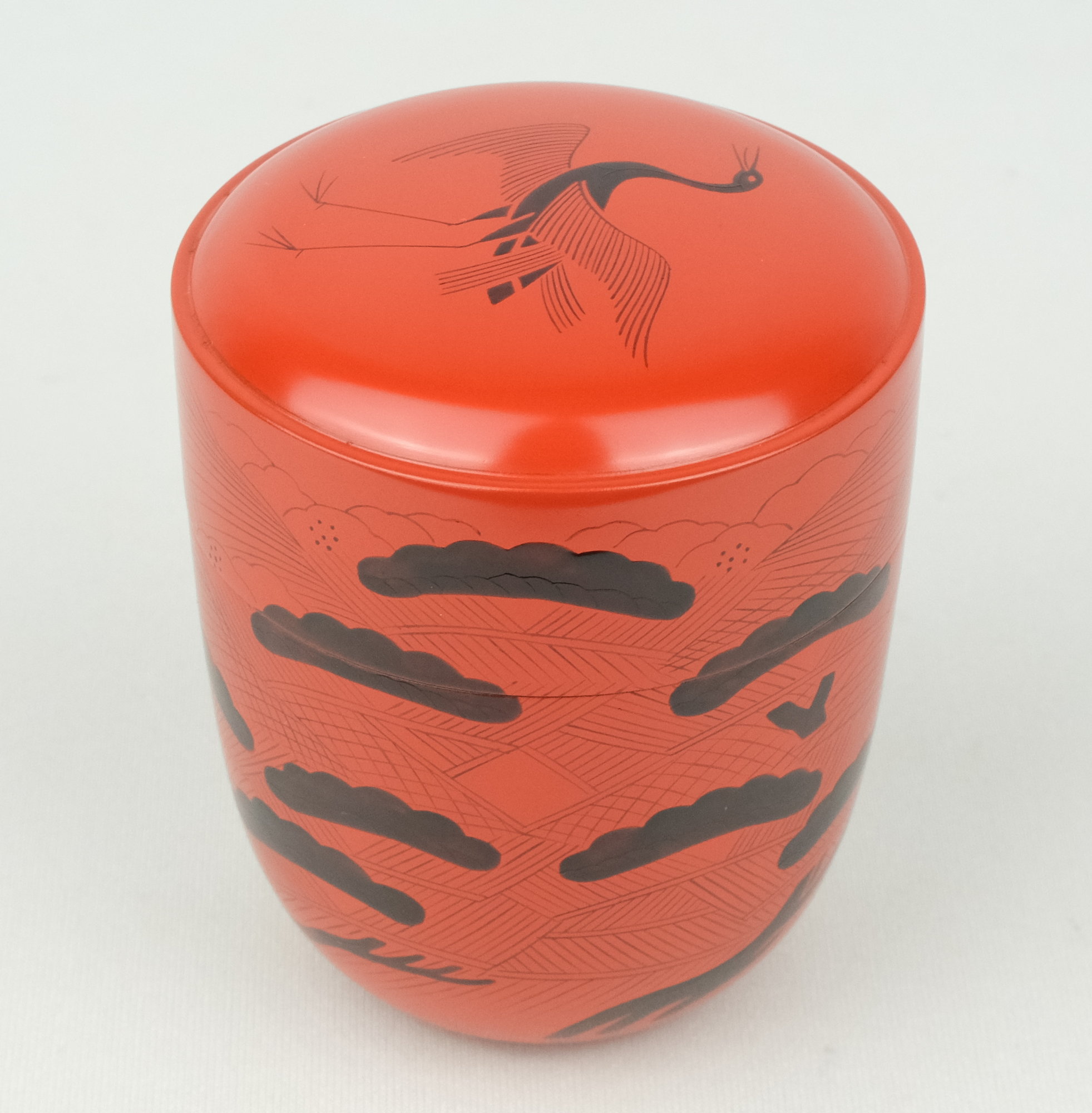 茶道具 井筒寛斎造 玄々斎好 鶴に山水図 曙棗 共箱 V R5267