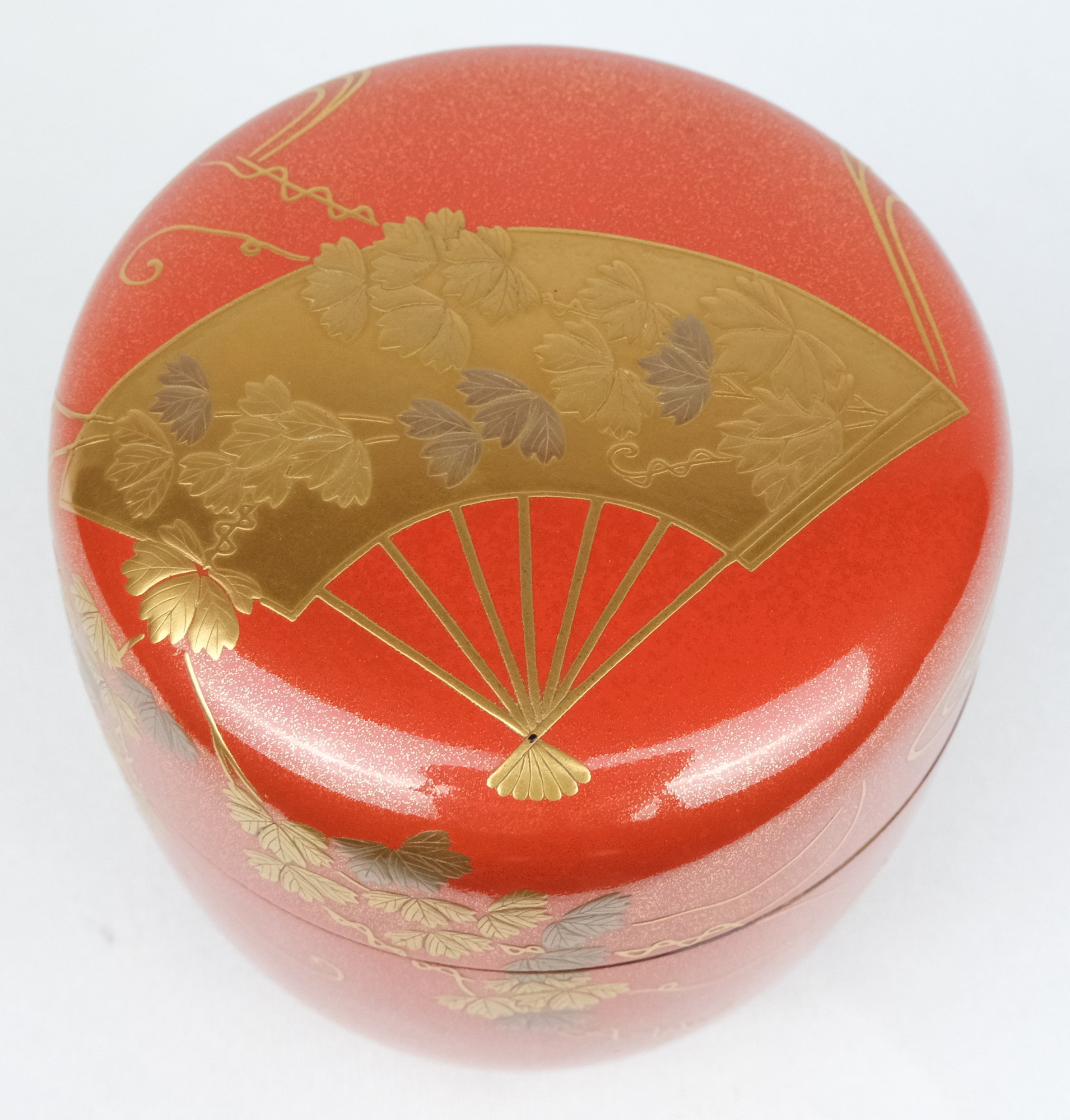 栗山園オンライン通販部 / 【出物】 扇面蒔絵朱金棗内梨子地 前端春斎