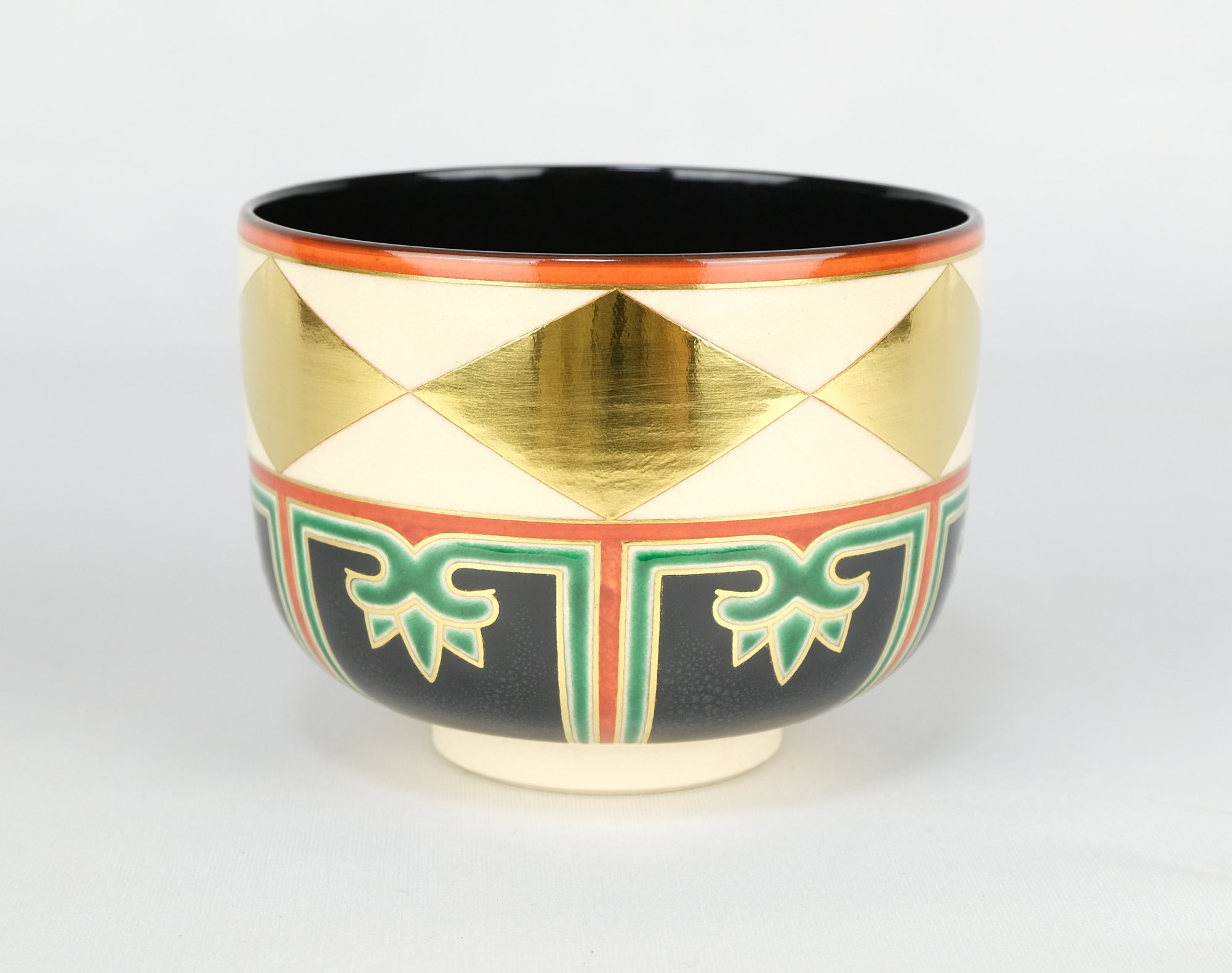 茶道具 茶碗（D894） M-894 高橋道八「仁清写黒釉花菱之図茶碗」