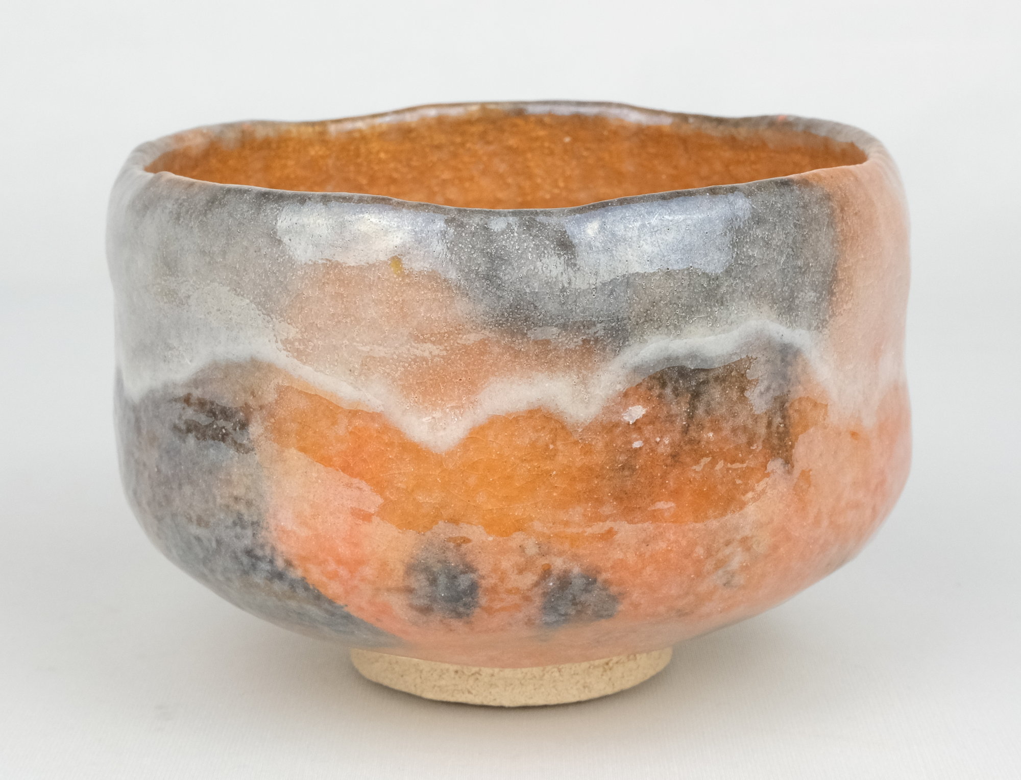 楽焼 二代 小川長楽作 香炉/火入 在銘 無傷保証 箱無 古物。 楽焼 二代