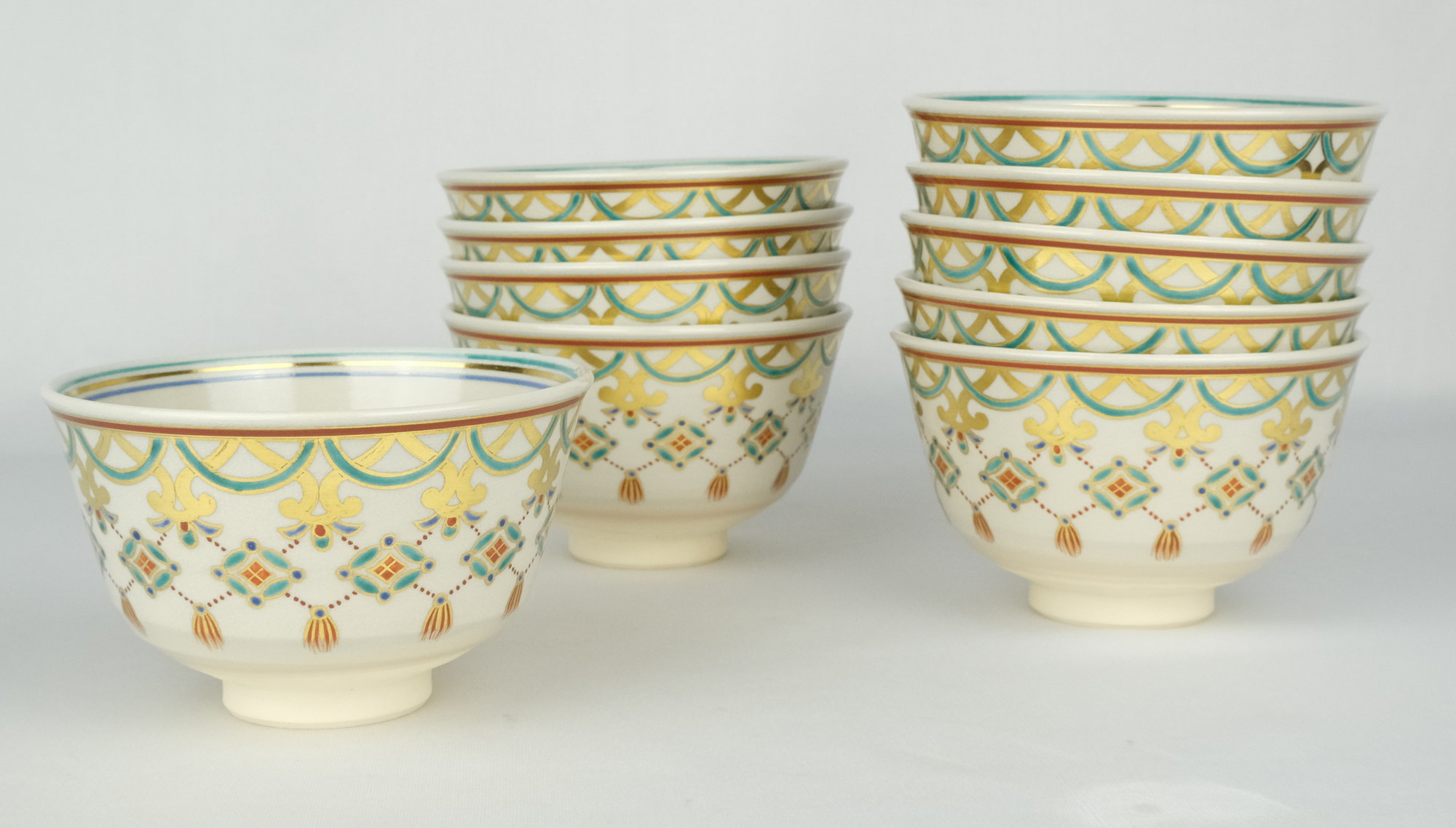 K7519 手塚充「仁清写 八角唐草花絵 水指」陶印/共箱付 芸術