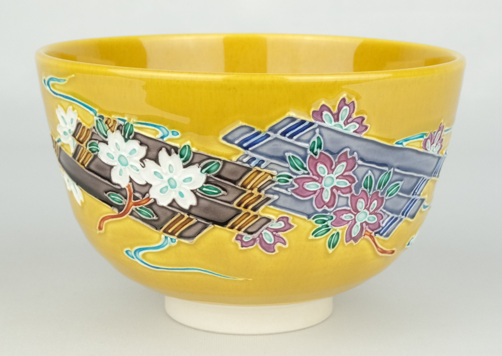 上作】京焼 古代浅黄交趾亀甲雲錦水指 中村翠嵐 上作】京焼 古代浅黄