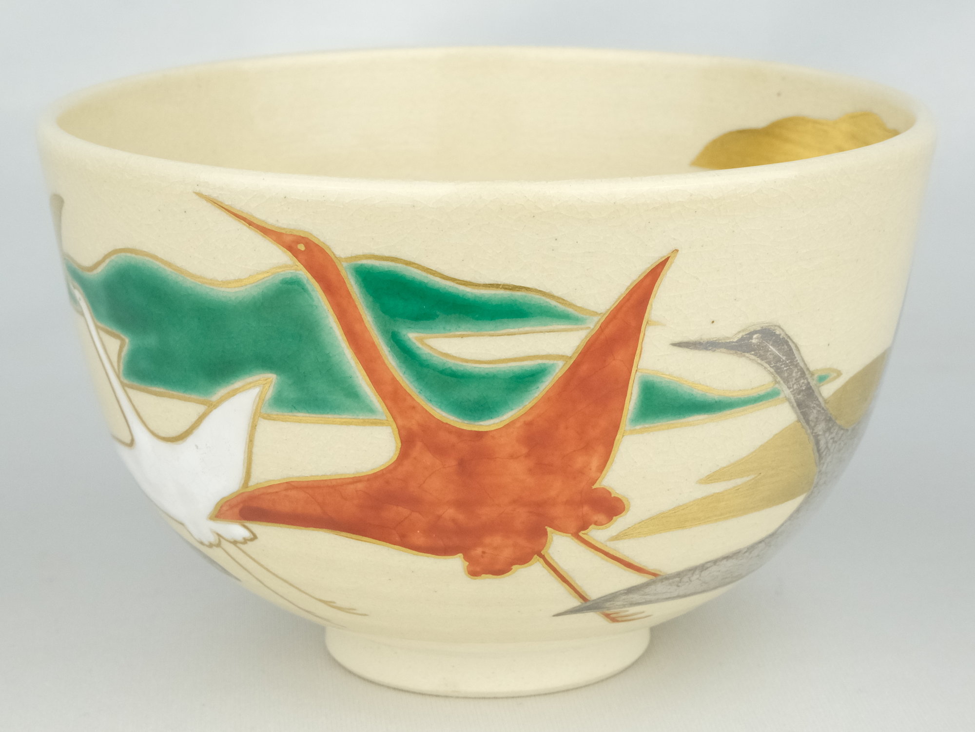 栗山園オンライン通販部 / 【出物】 仁清写鶴茶碗 16代永楽善五郎(即全)