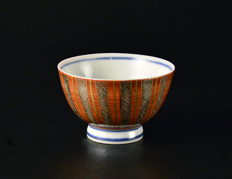 富本憲吉 色繪赤地金銀彩煎茶碗 五客 | しぶや黒田陶苑