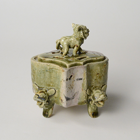 134『織部 獅子 香炉』/骨董品 古美術 古道具 アンティーク