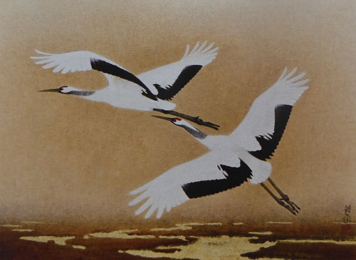 日本画家岩橋英遠の工芸画 大塚工藝社制作 翔鶴 北野美術館所蔵 限定
