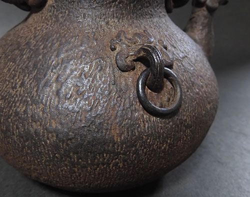 龍文堂造安之介造鉄瓶骨董品時代物名人横在名右読み注ぎ口小