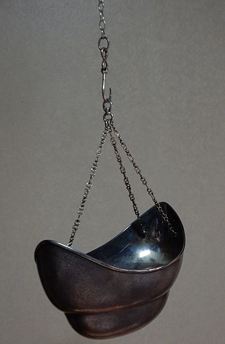 十一代 中川浄益 純銀製品 釣舟花入 ＜共箱＞表千家 即中斎宗左 書付