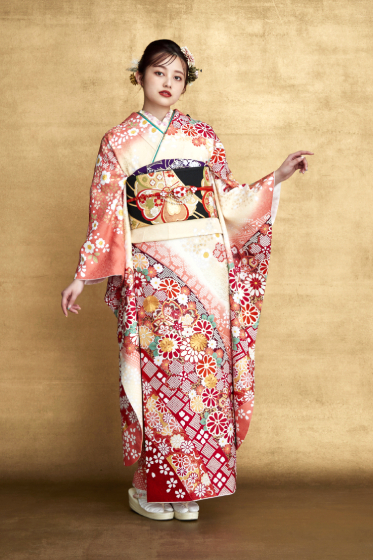 振袖総絞りパステルカラーピンク系正絹