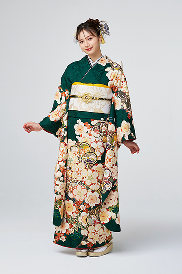 緑の振袖｜成人式の振袖レンタルなら京都きもの友禅