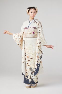 No.1173 【新品/京友禅】美しく高貴な菊と百合が美しく咲き、清らかで