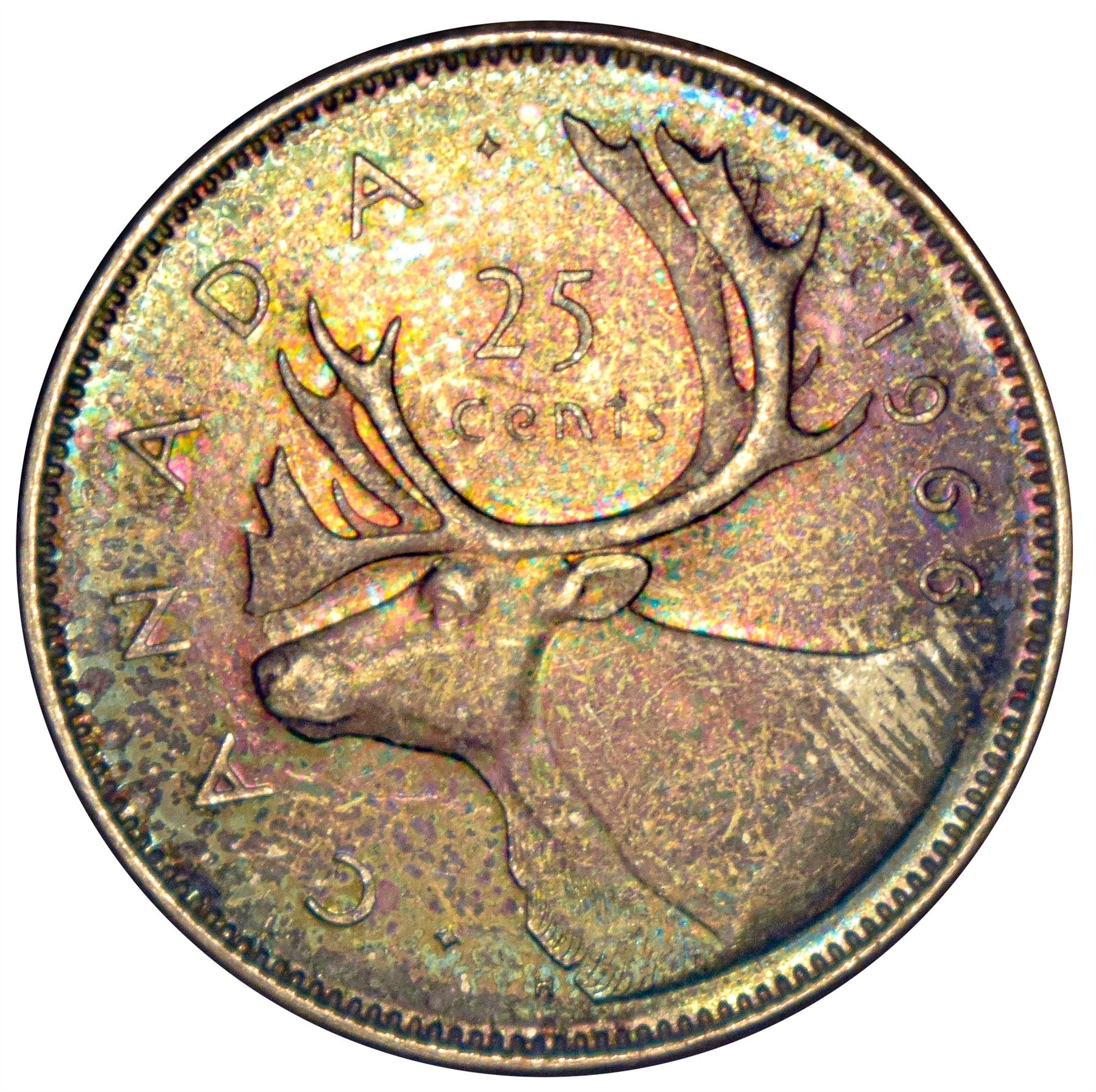 カナダ 25セント硬貨 | エリザベス2世女王 | トナカイ | KM62 | 1965