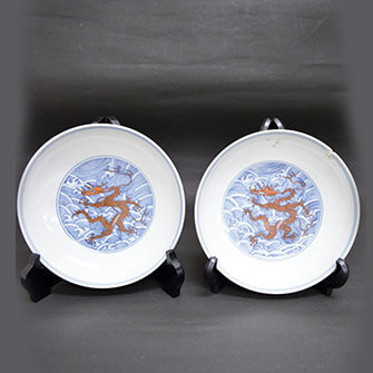 中国骨董 染付レンゲ 手描き 古美術品 アンティーク 時代物 コレクター