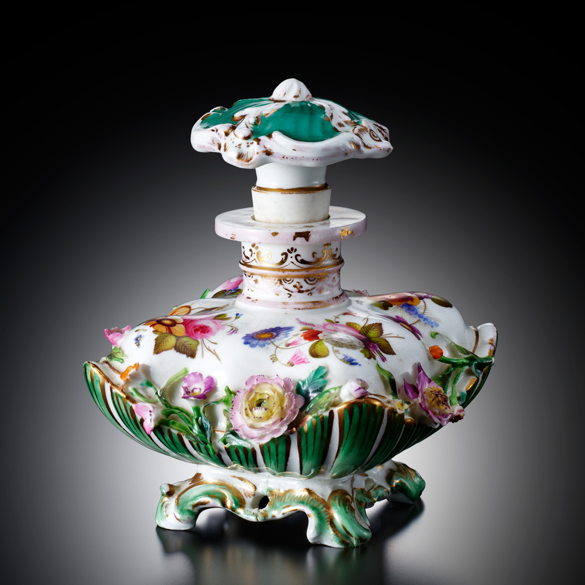 アールデコ様式金色の線で装飾された香水瓶(新品未使用) アールデコ