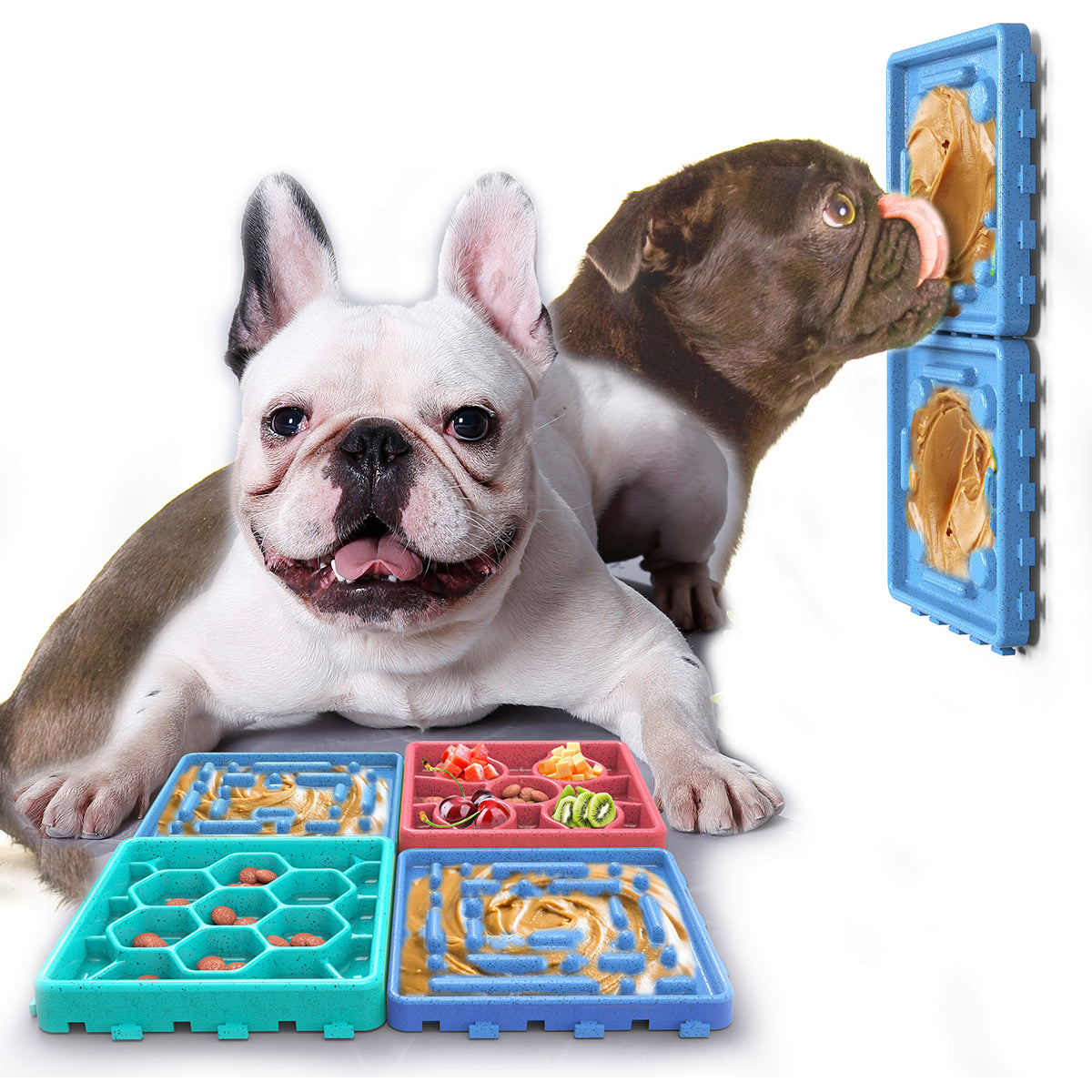 Pet Slow Treat Dispensing Mat Set ( 4-Plate) | Slow Feeder, Multi