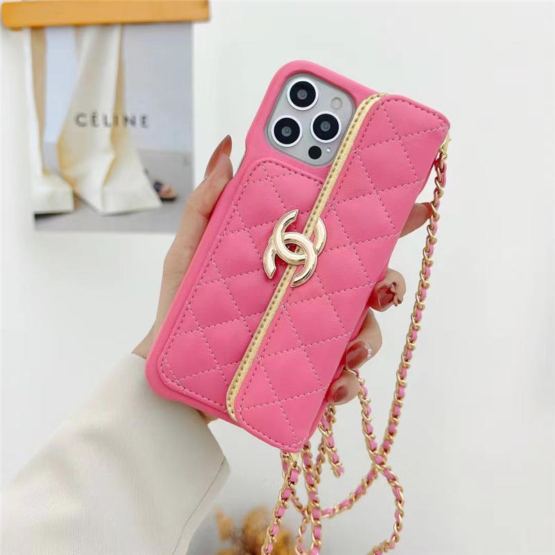 CHANEL ピンク レザー iPhoneケース シャネル風 スマホケース17/17pro