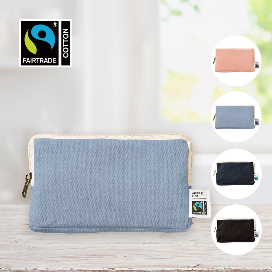 フェアトレードコットンスリムスクエアポーチ(M)【最安値330円