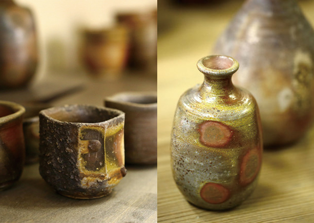 陶芸 備前焼 四耳壷 茶壷 伊勢崎卓 共箱 茶道具 現代陶芸 インテリア