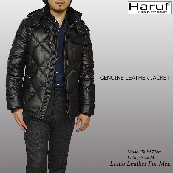 レザーダウンジャケット ダウンジャケット メンズ 本革 黒 ブラック