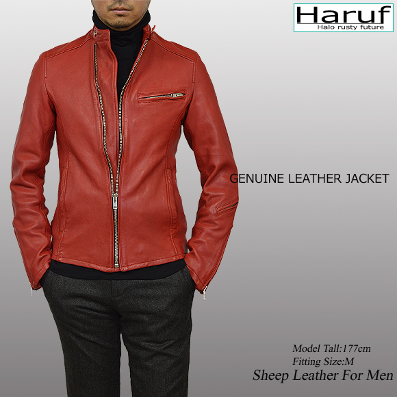 本革 ライダースジャケット レッド 赤 メンズ RSW1RED
