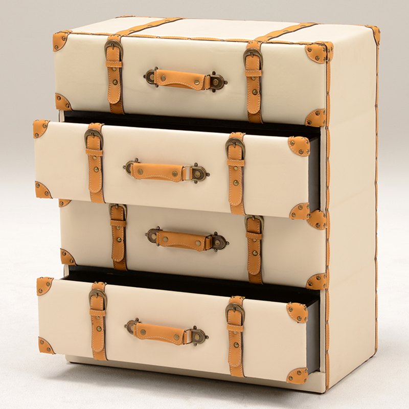 ハートマークショップ】トランク風チェスト ワイド4段 チェスター