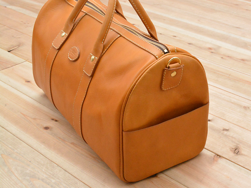 HERZファスナータイプボストンバッグキャメルSサイズ
