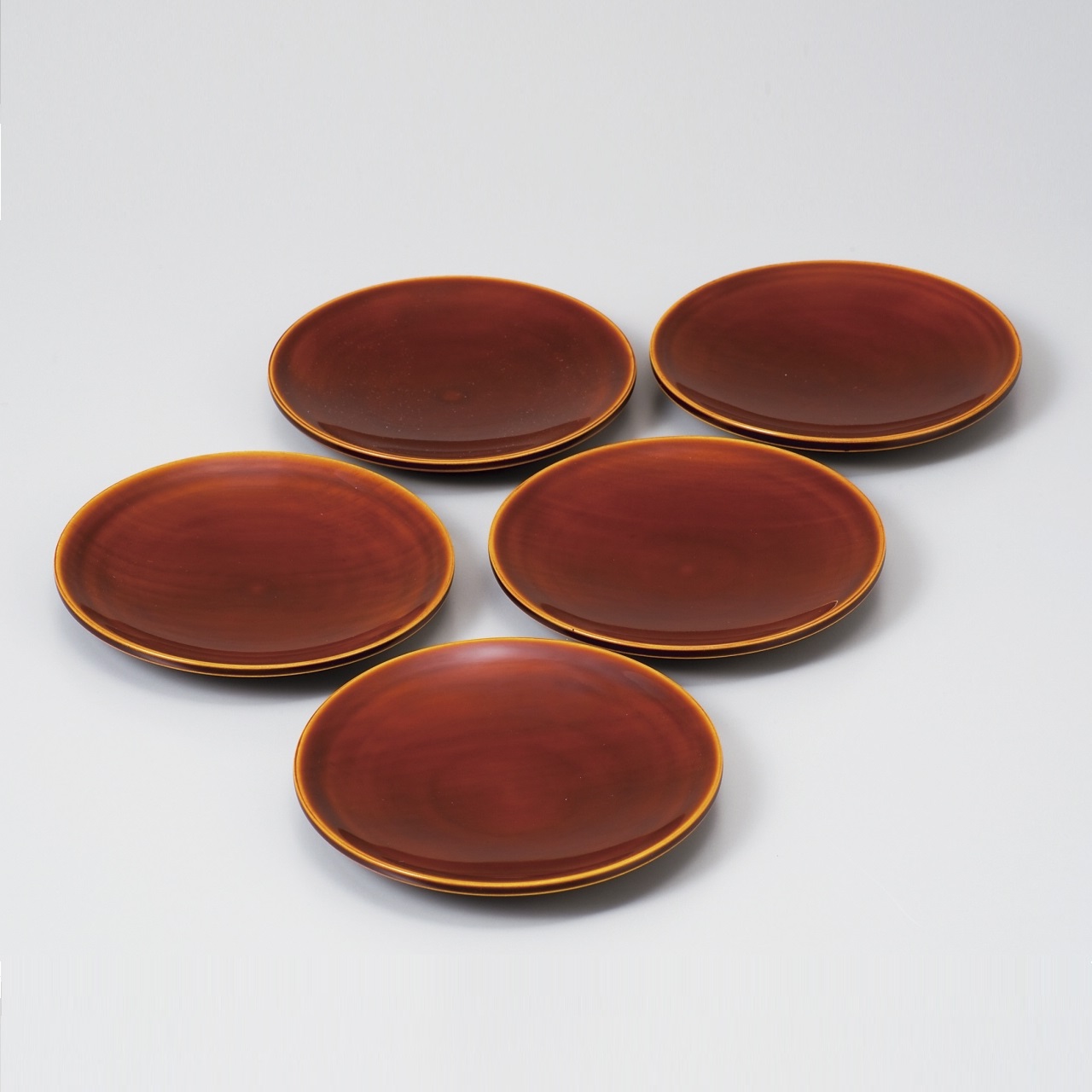 手塗漆）銘々皿4.5 5枚揃え - 飛騨高山 春慶塗