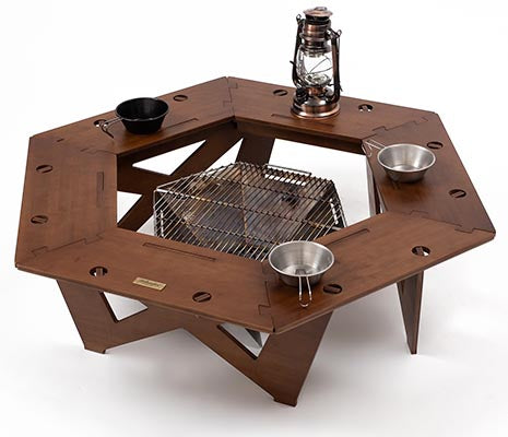 ヘキサゴンテーブル DAN アウトドアテーブル 焚き火テーブル 【1年