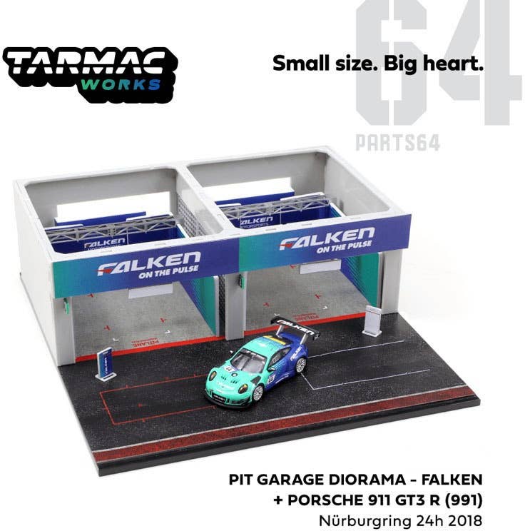 Pit Garage Diorama FALKEN + Porsche 911 GT3 R (991) Nurburgring