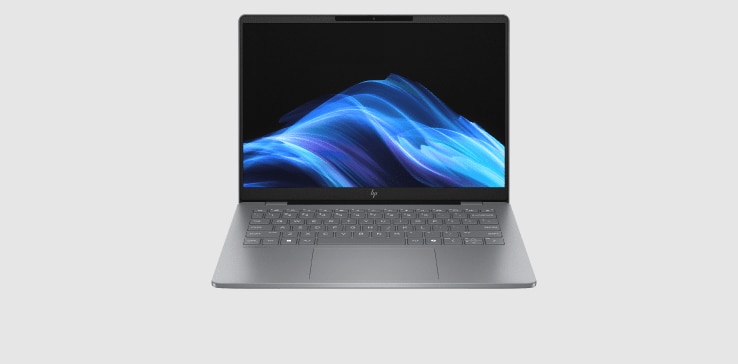 英語とロシア語のレイアウトを備えたHPグレーのラップトップ 英語と