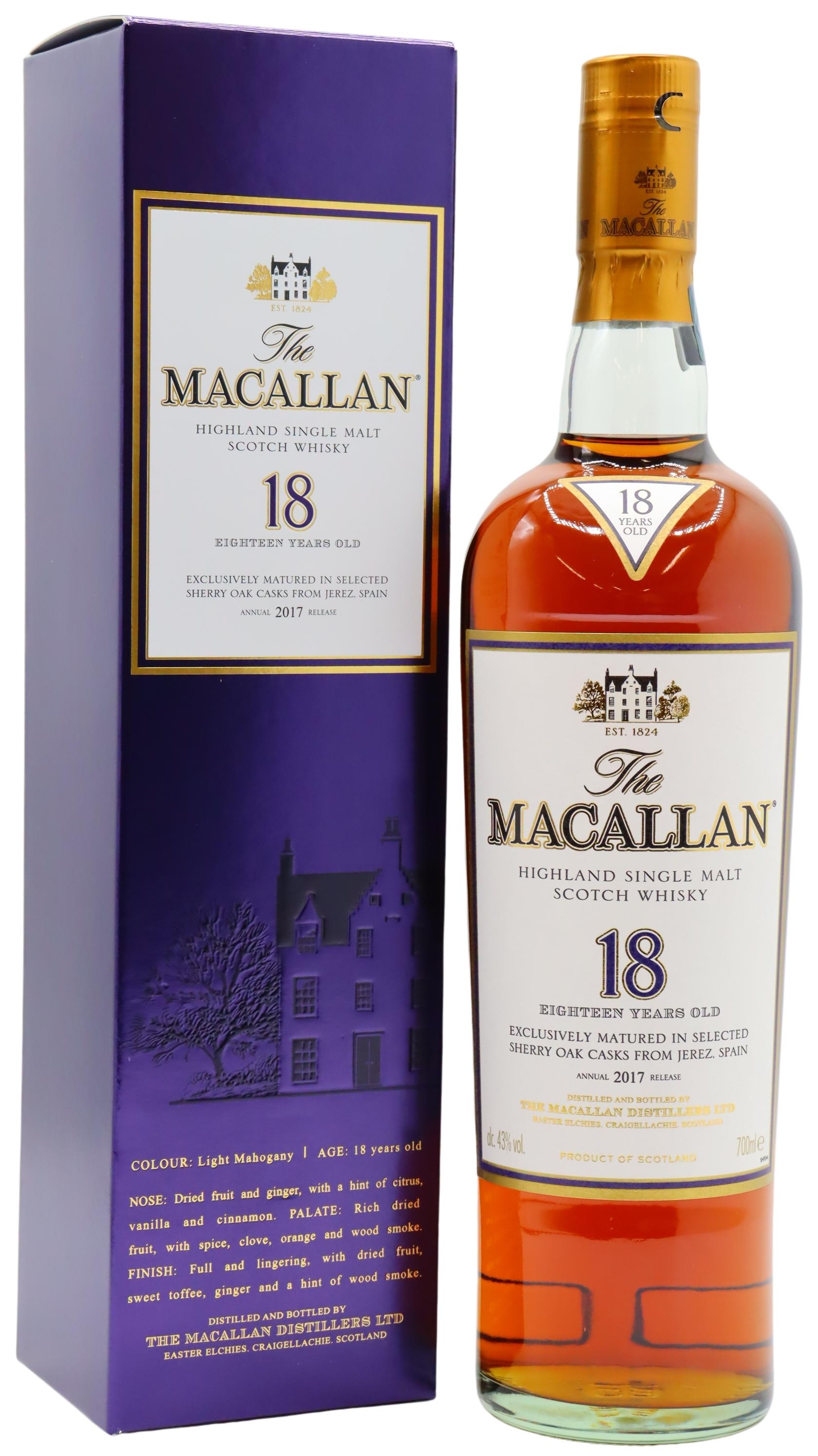 Macallan - 2017 Release Sherry Oak Highland Single Malt Scotch 18
