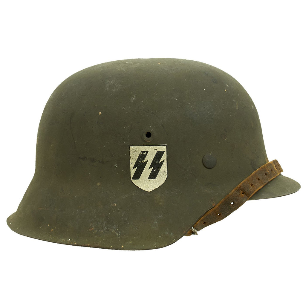 Original German WWII M42 Single Decal SS Helmet by Emaillierwerke
