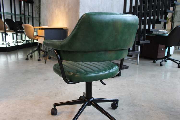 CH-3562 グリーン革製デスクチェア｜緑・PUレザー・レトロお洒落