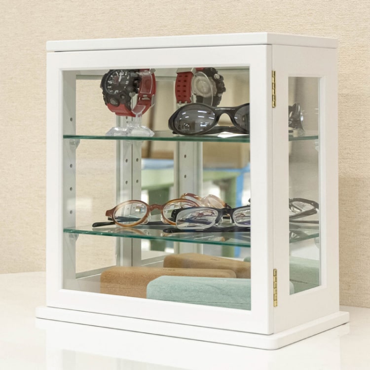 RA-3633 コンパクト卓上コレクションケース｜白ホワイト幅35cm