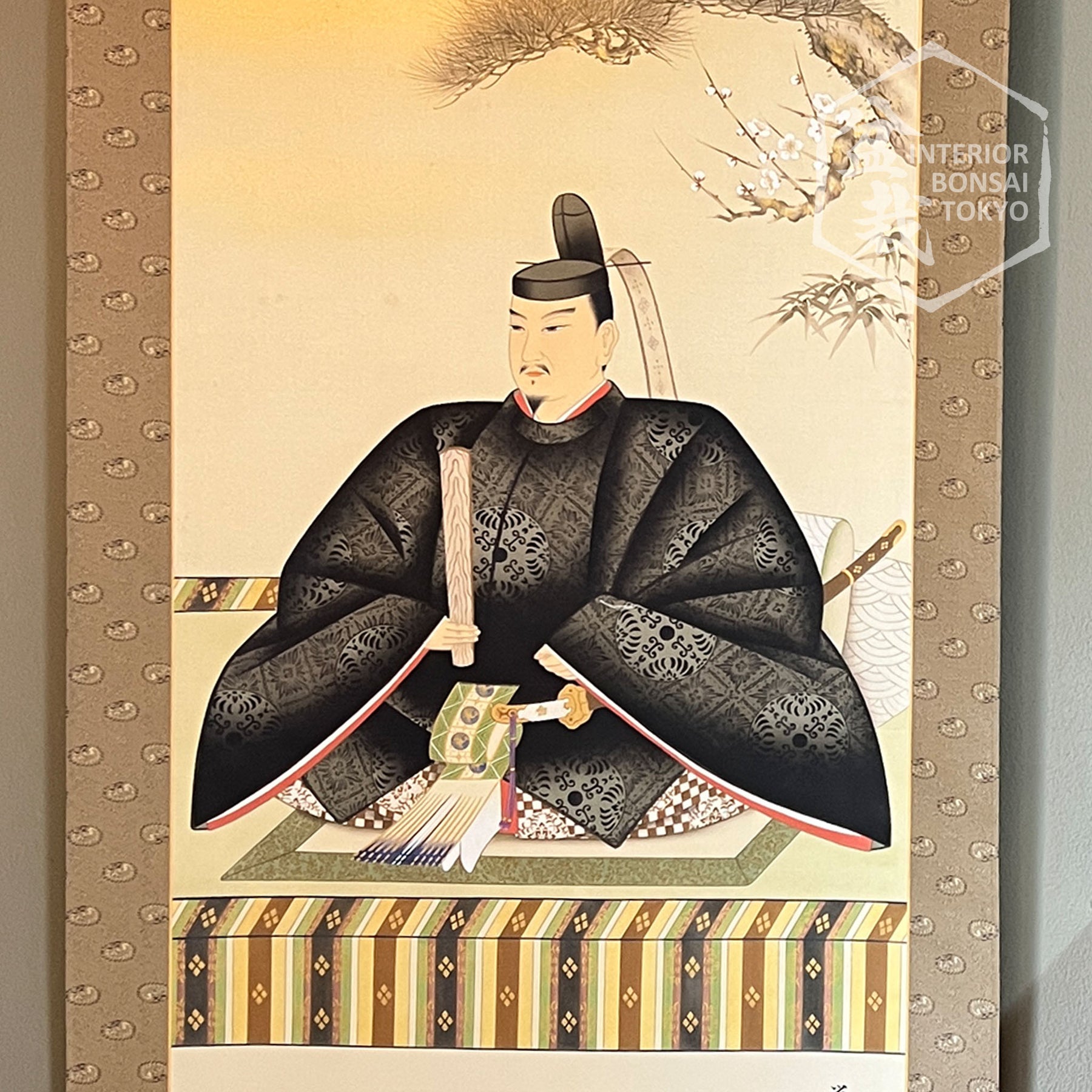 日本画 掛け軸 正峰作 肉筆 官公御尊像 菅原道真公 天神様 絹本 掛軸