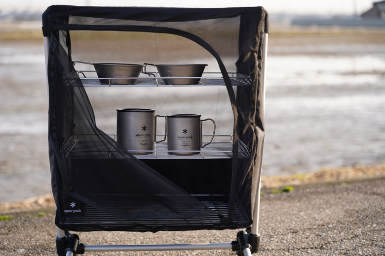 スノーピーク新作のメッシュラックスタンドを購入。ガビングスタンドと