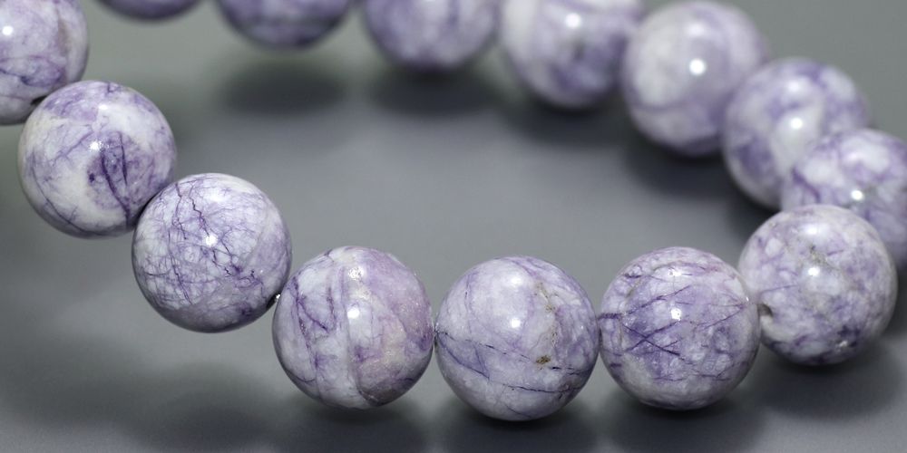 パープルフローライトクォーツブレスレット（約13mm玉） - 埼玉県吉川