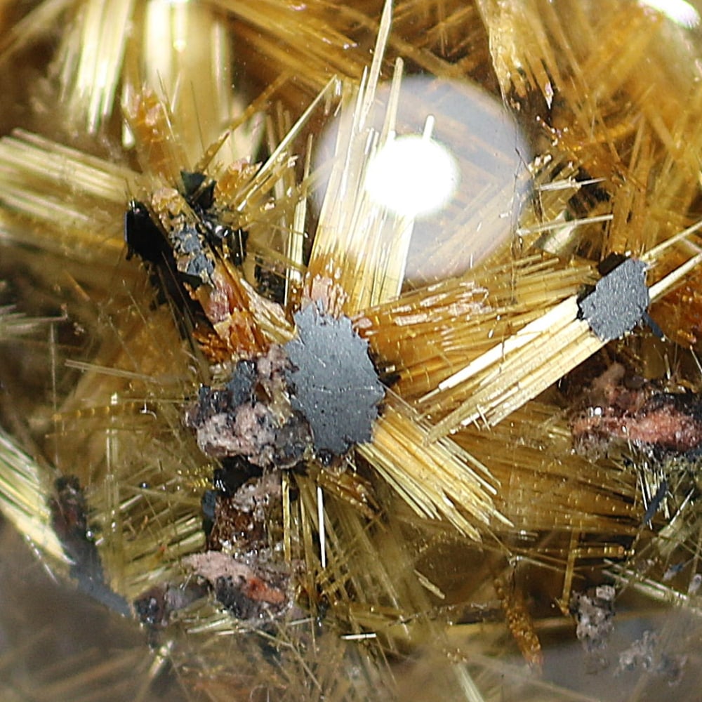 高品質]太陽放射ルチルクォーツ丸玉/スフィア☆現品動画あり - 埼玉県