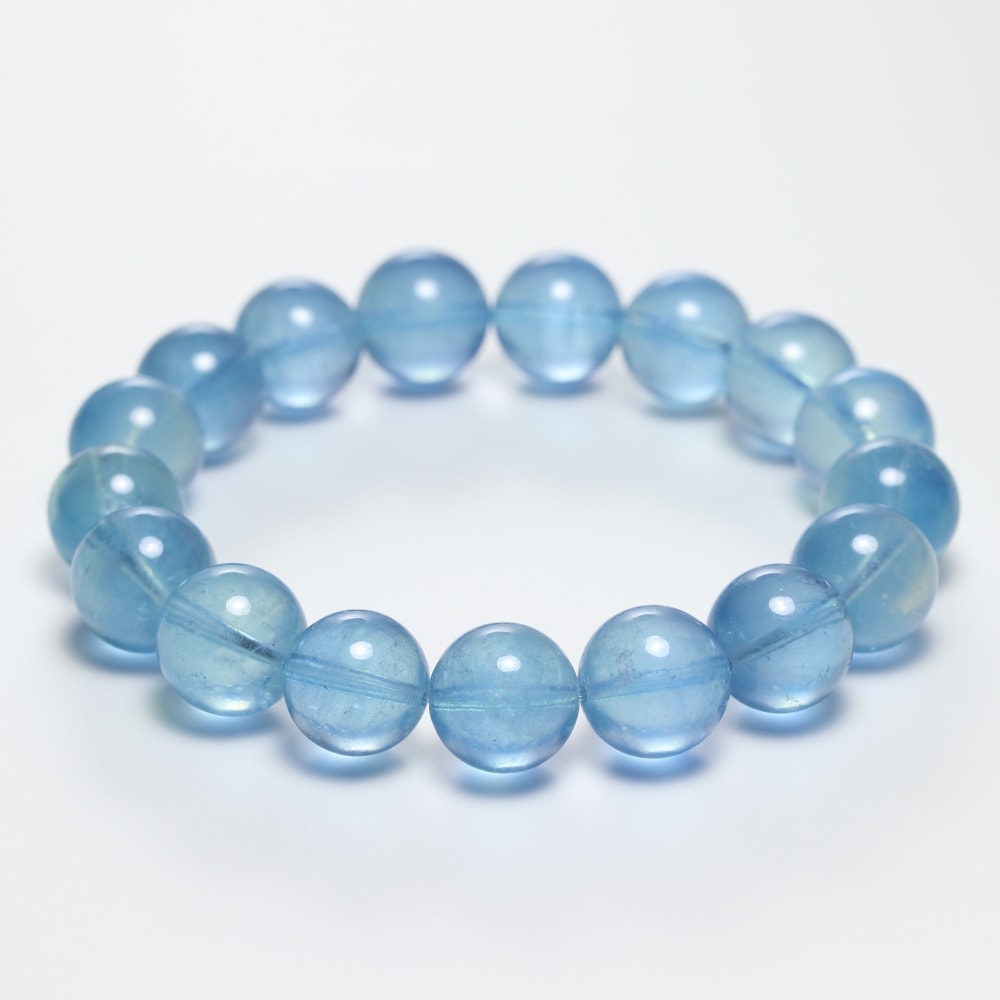 トップクォリティ]ディープブルーアクアマリンブレスレット（約12.5mm