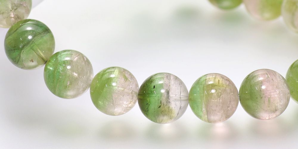 高品質]バイカラーグリーントルマリンブレスレット（約10.5mm玉