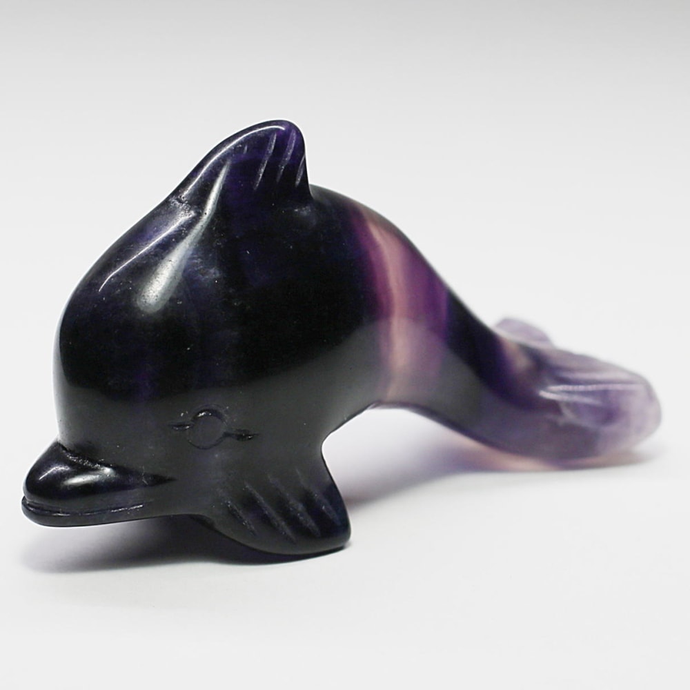 天然レインボーフローライト彫刻イルカ（置物） - 埼玉県吉川市の
