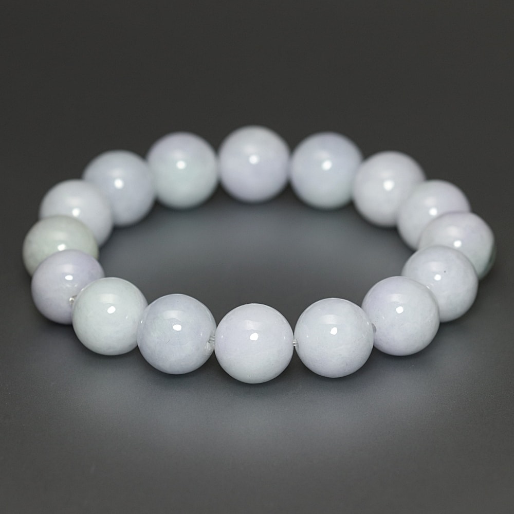 高品質]ミャンマー産天然ラベンダー翡翠ブレスレット（約12.5mm玉