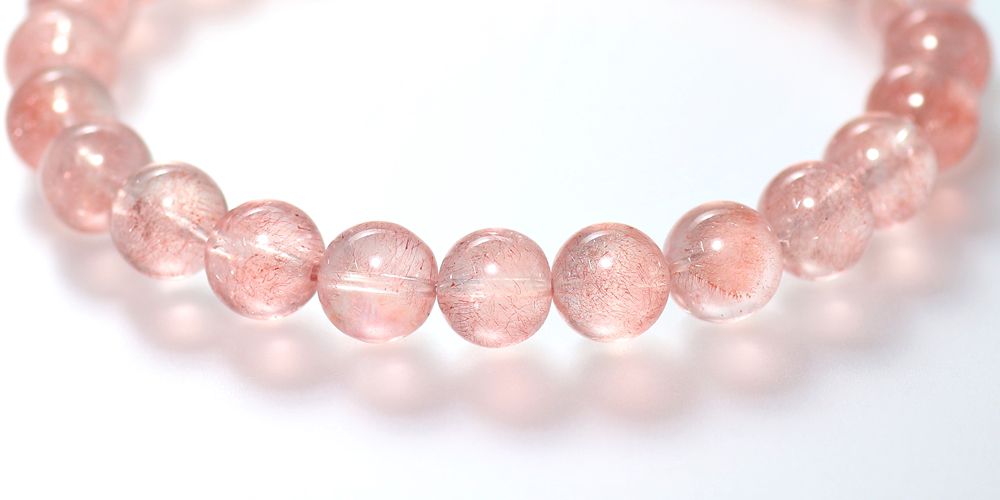 高品質++]カザフスタン産ストロベリークォーツブレスレット（約7.5mm玉